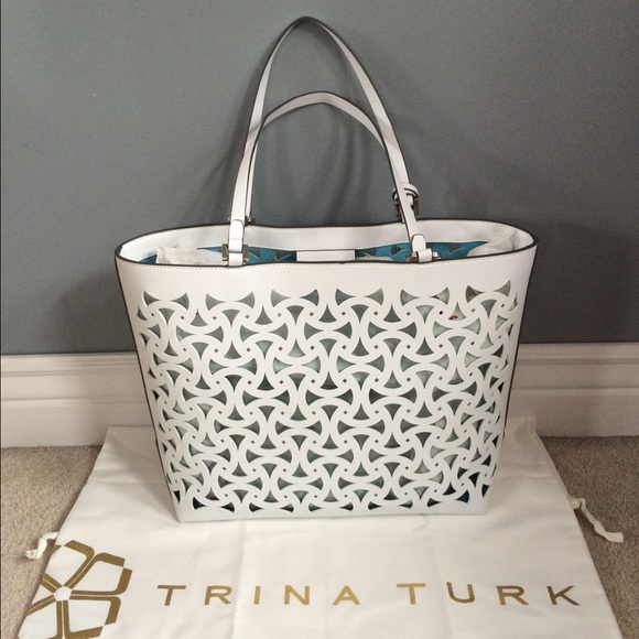Trina Turk Lasercut White Tote - Picture 2 of 4