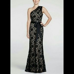 One Shoulder All Over Lace Dress-Size 4