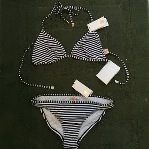 Tory Burch Navy and White Stripe Swimsuit
