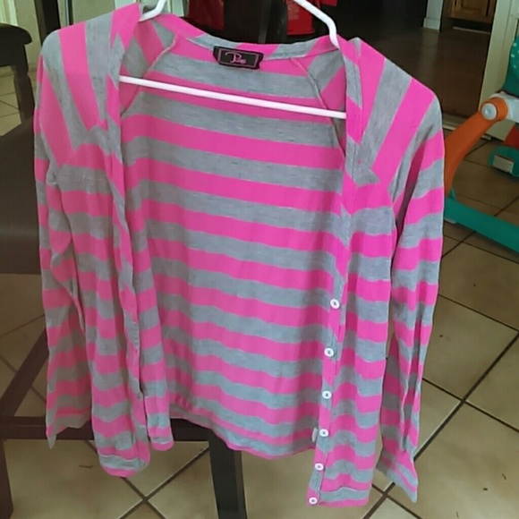 Pink and gray long sleeve cardigan - Picture 1 of 2