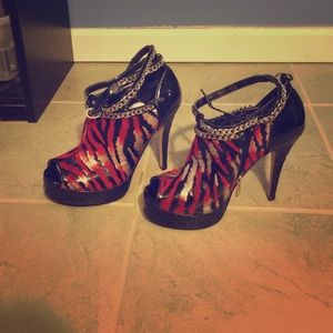 Red and black doll house heel