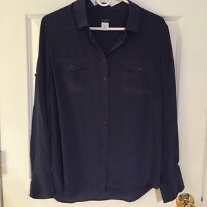 Silk Navy Blouse