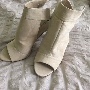 Cream open toe booties