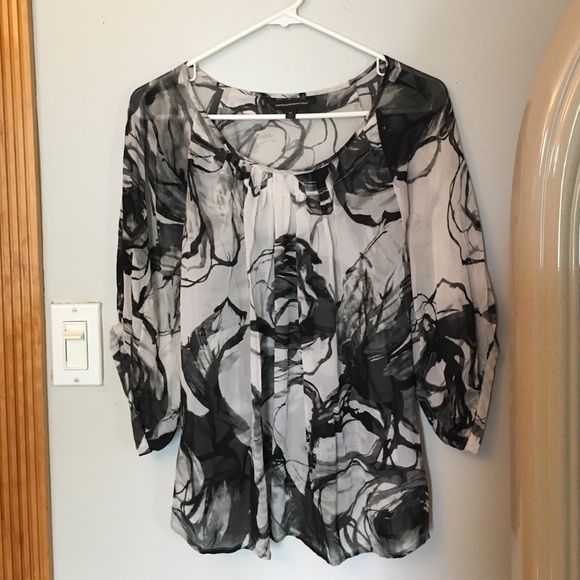 Express sheer blouse with artsy florals