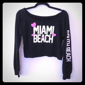 Off the shoulder crop top sweatshirt