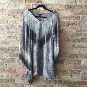 Sheri Bodell Ombré Fringe Crocodile Print Dress