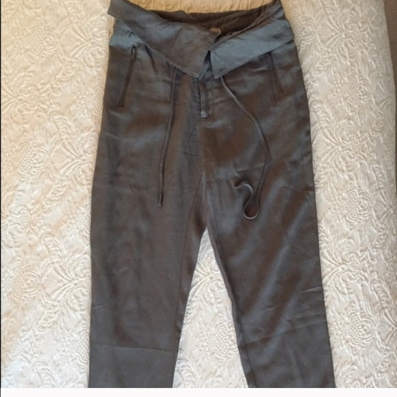 High waisted olive green jogger pants