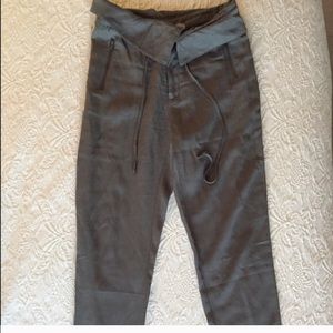 High waisted olive green jogger pants