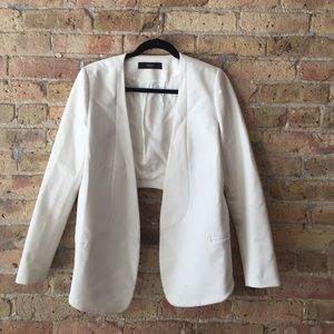 Tibi White Open U- Back Blazer
