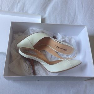 Emerson Fry White Patent V Heel Slingbacks 7
