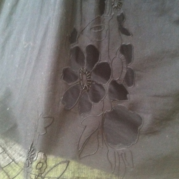 Cotton boho black sundress with beading embroidery - Picture 3 of 4