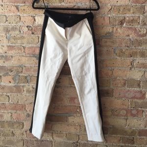 Tibi White Casual Pants with Black side stripe