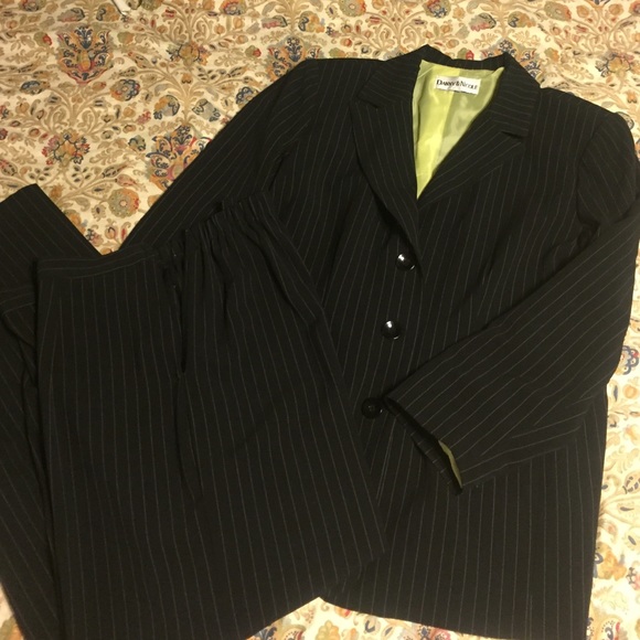 Black and white pinstripe suit