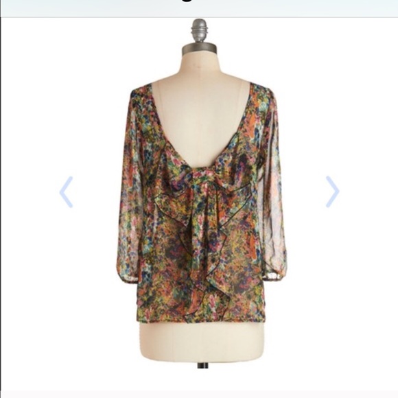 Modcloth sheer bow blouse size M flash fete top