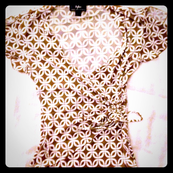 SM White/Brown Short Sleeve Blouse from Boutique