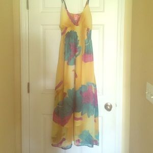 Yellow Floral Print Maxi Dress