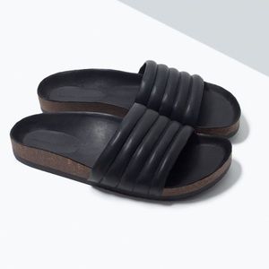 Zara black slides