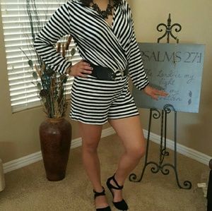 Striped Black and White Cotton Romper