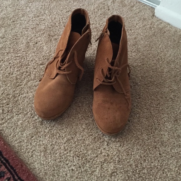 Dolce Vita brown swede wedge booties in size 6