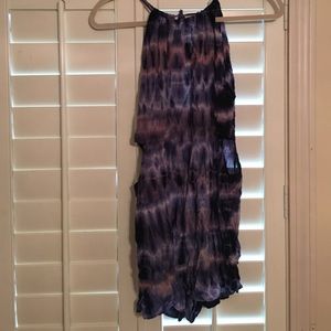 Tie dye romper with cut outs on sides