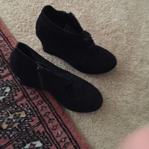 Swede black Dolce Vita wedge bootie in black