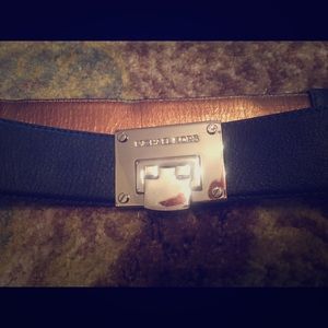 Michael Kors Teal And Gold Leather Belt