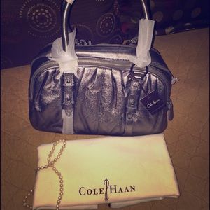 Gorgeous Cole Haan Pewter Leather Bag - NWT