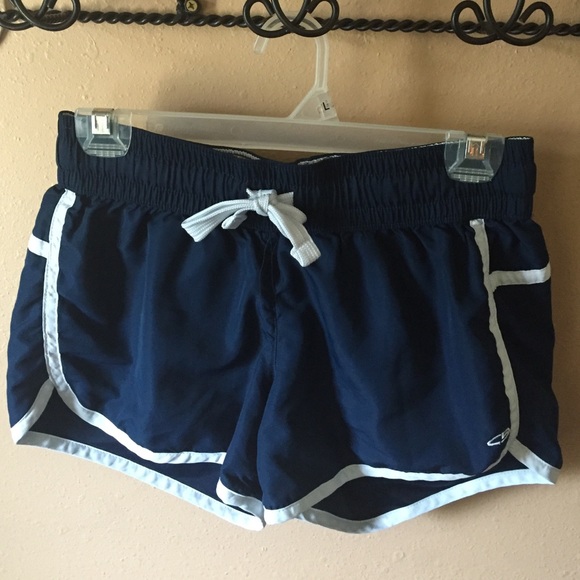 Navy blue and white sports shorts