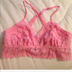 Pink lace bralette