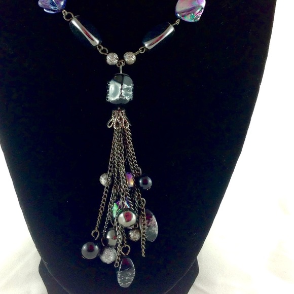 Boho Diva Purple & Black Tassel Necklace 💫 - Picture 2 of 3