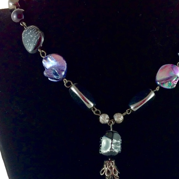 Boho Diva Purple & Black Tassel Necklace 💫 - Picture 3 of 3