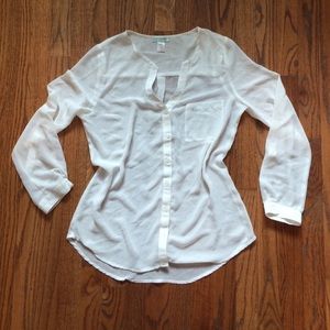 Long sleeve sheer blouse
