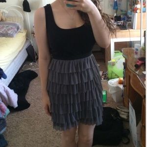 Black and grey ruffled dress
