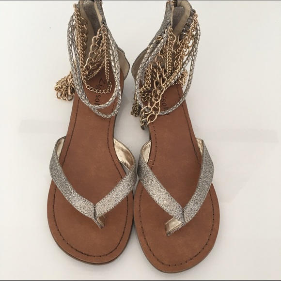 Zigi soho zip chain sparkly sandals fits size 8