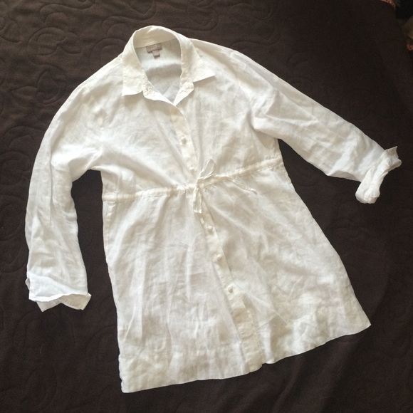 White Linen Tunic Top