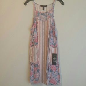 BCBG LYDEA PRINT-BLOCKED A-LINE SLIP DRESS