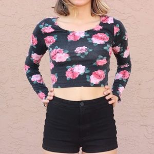 flower printed crop top