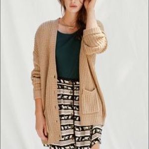 BDG tan twist back cardigan