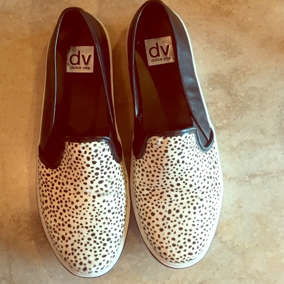 Calf hair and leather slide on sneakers