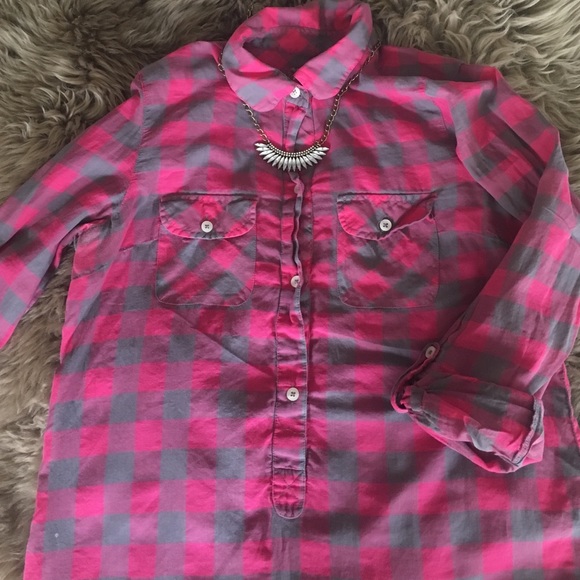 Plaid button down top