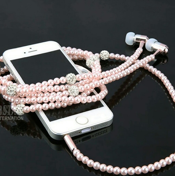 Luxury bling Diamond pearl Headphone