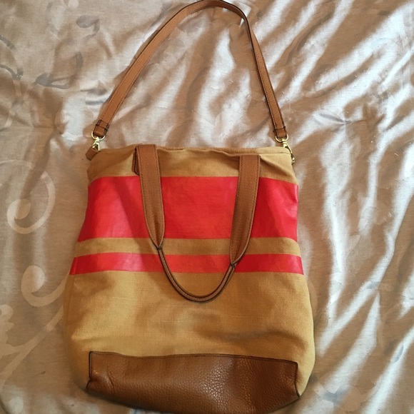 Tan and Red Gap Purse