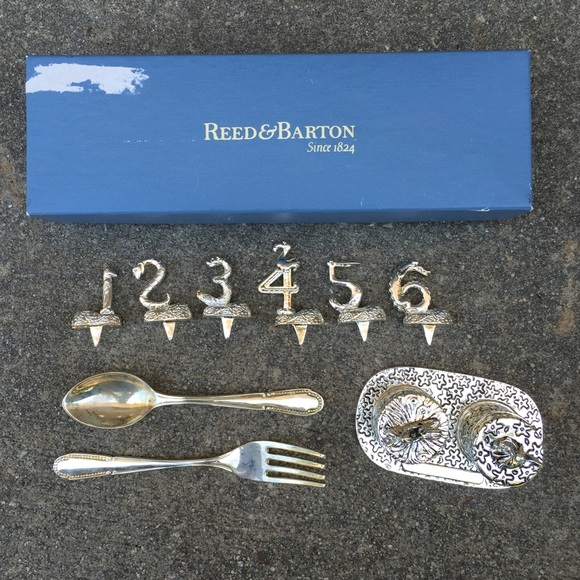 Reed & Barton Silver Safari Candle + Extras