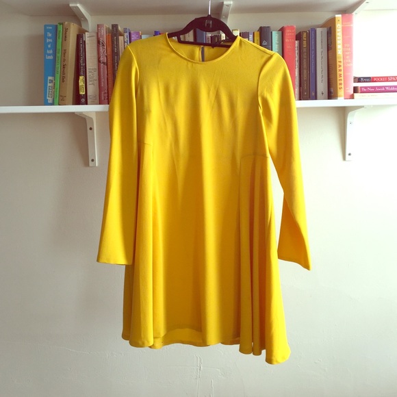Zara yellow baby doll long sleeve dress