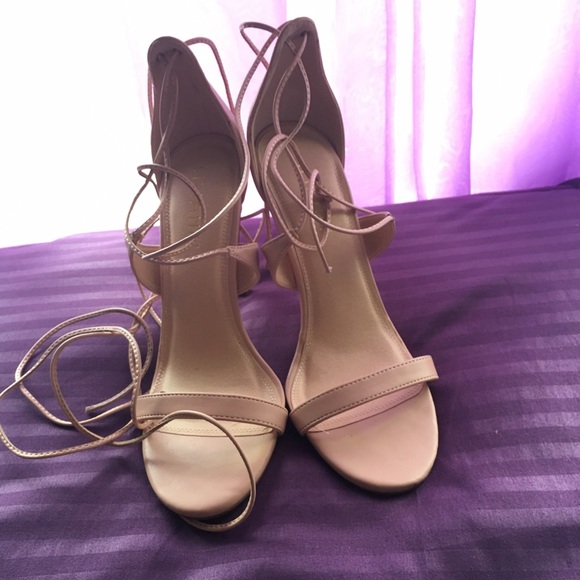 Nude Lace-Up Heels