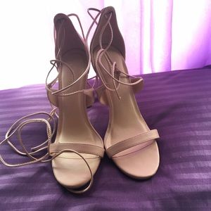 Nude Lace-Up Heels
