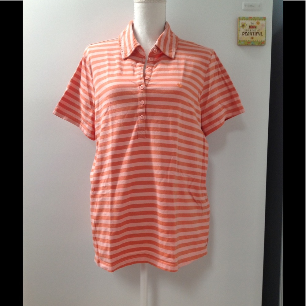 Gloria Vanderbilt Top Pink/Orange Stripes Sz 1X