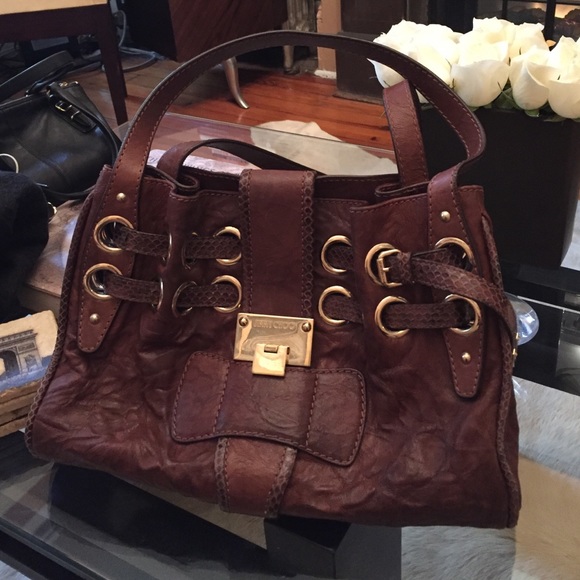 Auth Jimmy Choo leather bag / snakeskin embossed - Picture 1 of 3