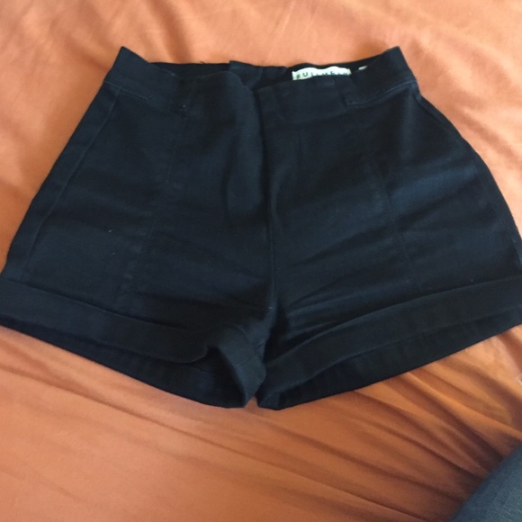 High-waisted black shorts