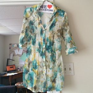 Sheer button up tunic